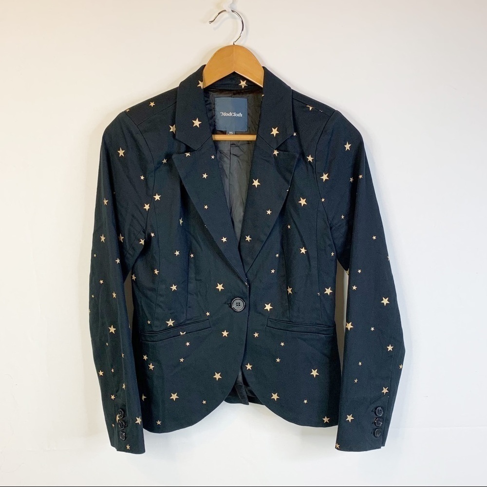 ModCloth Blazer Jacket black With gold stars size XS